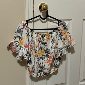 Floral Off-Shoulder Ruffle Top